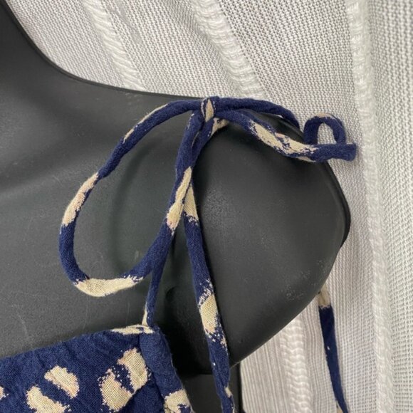 Free People Navy Blue and Cream Babydoll Top Dress With Tie Straps Size M - Picture 4 of 14